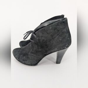 Paul Green Black Suede High Heel Leather Boots Womens 6 Classic EU Luxury FLAW